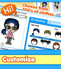 2. Launch your wardrobe and customize your Zwinky's eyes, hair and clothes...